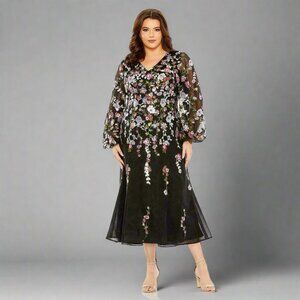 Mac Duggal black beaded dress, size 24, NEW WITH TAGS!